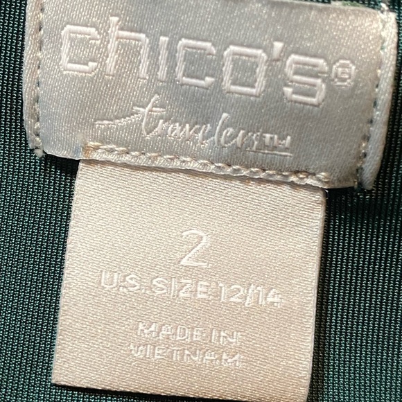 Chico’s Travelers Green Velvet Top Size 2, Large. 3/4 sleeves, unworn, Holiday! - Picture 10 of 13